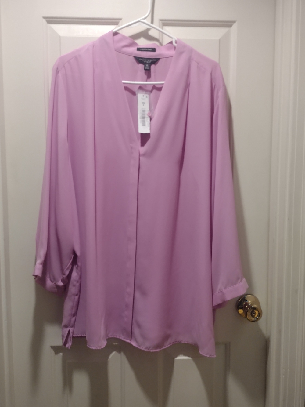 Worthington Lavender Split-Neck Blouse
